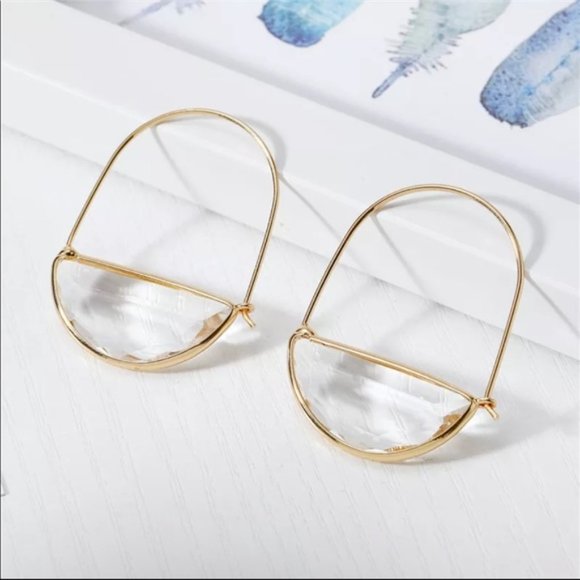 New❤️ Anthro Faceted Crescent Earrings - Picture 5 of 8